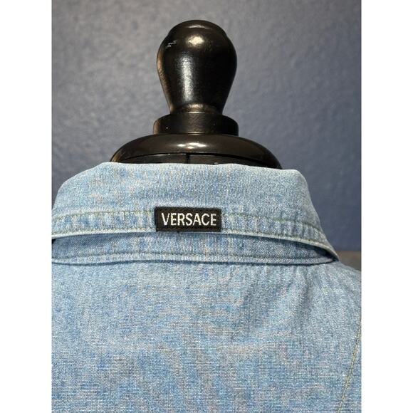 Versace Jeans Couture Light wash Denim Button down western Shirt Men's Size L - Picture 4 of 11